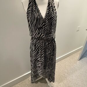 White House Black Market Black and White Striped Midi Dress